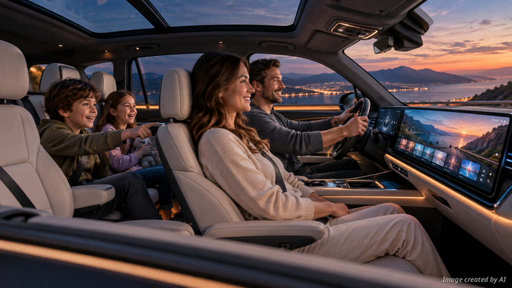 Electric Vehicles as Mobile Multimedia Hubs for Families