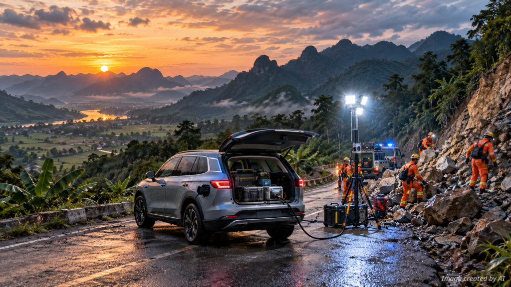 Electric Vehicles as a Power Bank: New Opportunities for Emergency Services in Laos